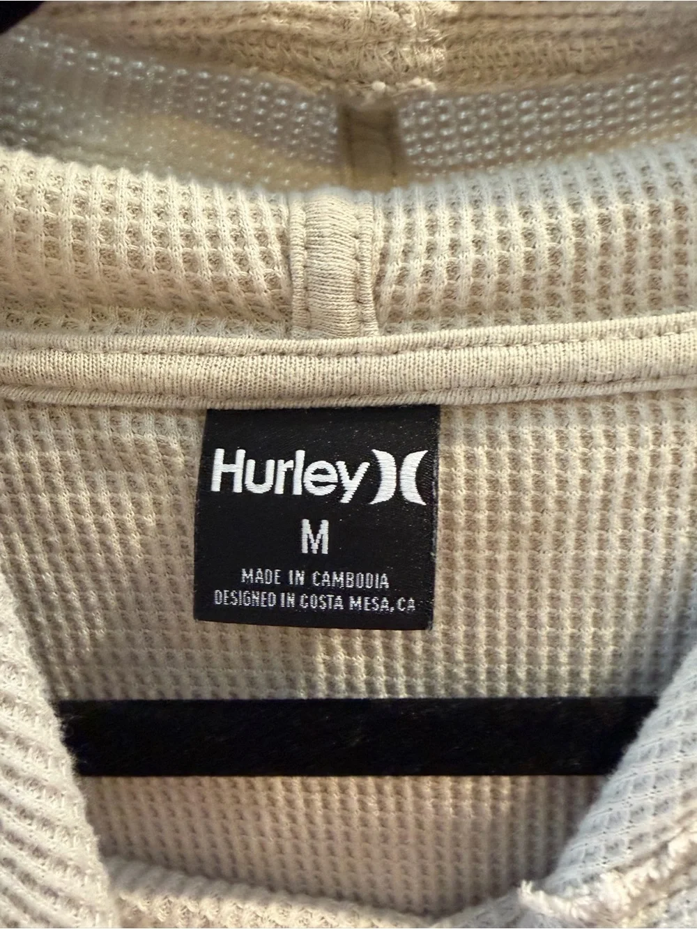Hurley Cream Waffle-Knit Pullover Hoodie